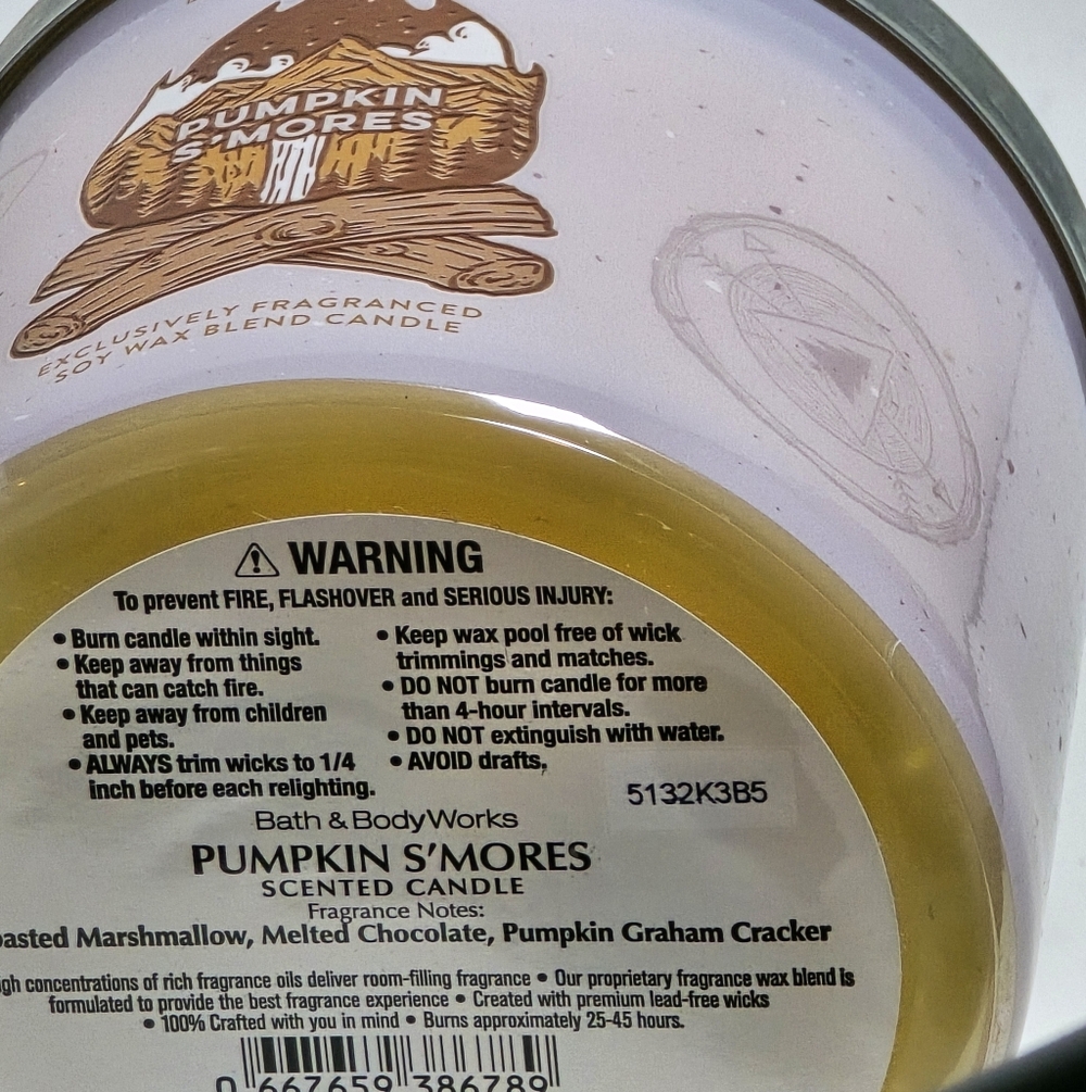 Bath & Body Works Pumpkin S’mores 3-Wick Candle NWT - Picture 2 of 3